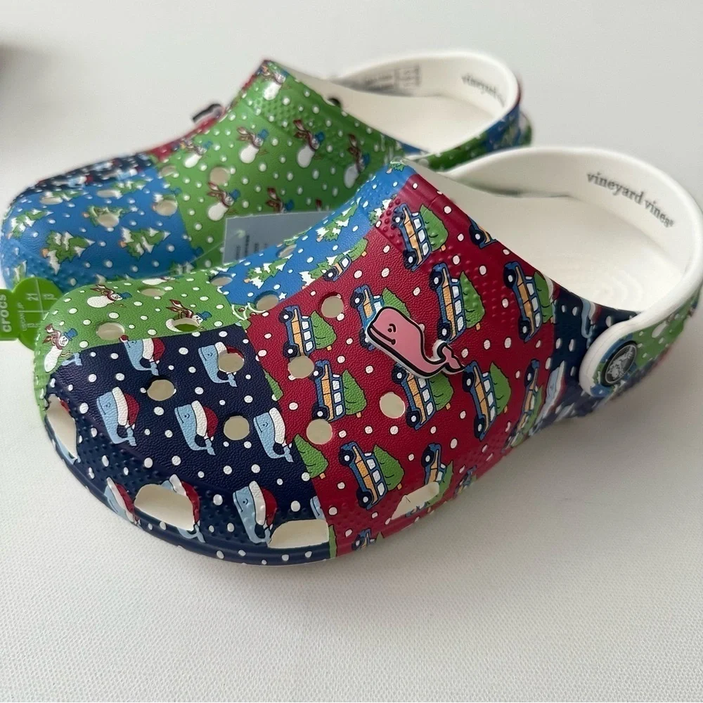 CROCS x Vineyard Vines HOLIDAY PATCHWORK CLOGS Size 3 Kids